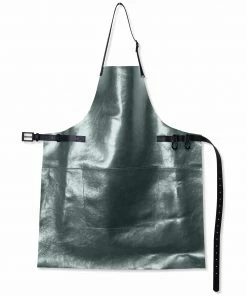 Dutchdeluxes Leather BBQ Apron In Metallic Grey Cookware