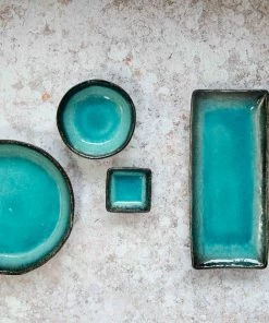 Kiji Stoneware & Ceramics Japanese Tableware Oblong Turquoise Platter