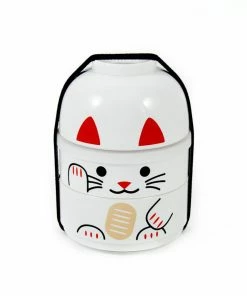 Hakoya Tableware White Manekineko Bento Box 640ml